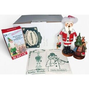 Kathe Wohlfahrt Holzknoddl SMOKER Santa Claus & Sack w/ Box Papers & Incense